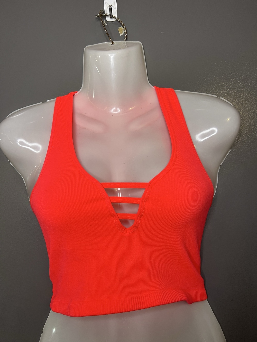 Intimately Free People Bralette Bra Womens M/L Orange Strappy V Neck Crop Top